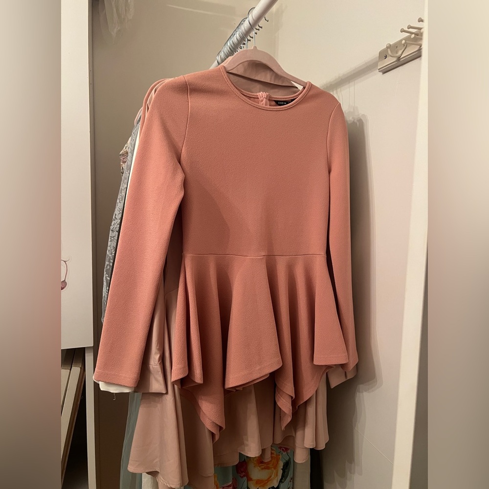 SHEIN Blush Pink Textured Peplum Top
